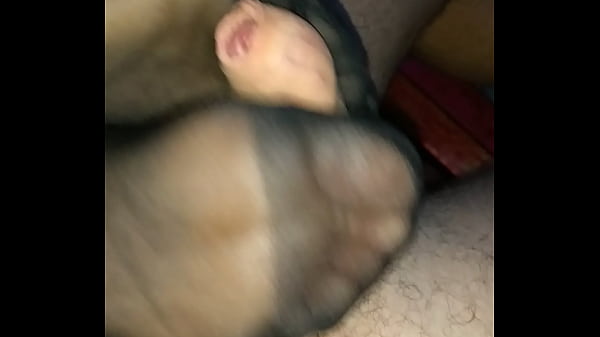 Black Pantyhose Feet Play With Load Shot