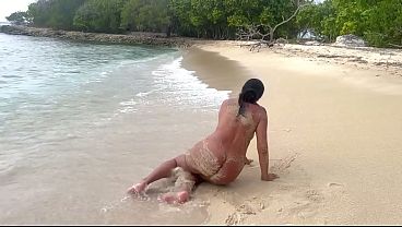 SIZZLING SEX ON A NUDIST BEACH!! - MELANI LATINA