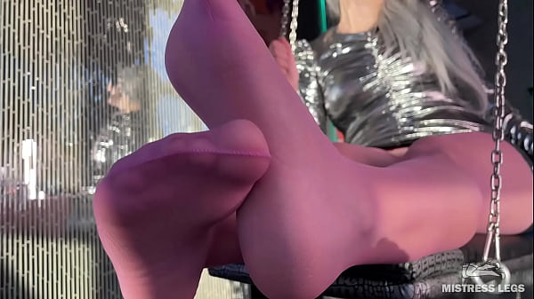 Vixen Charming Feet In Thin Sheer Pink Pantyhose Swing Near Your Face