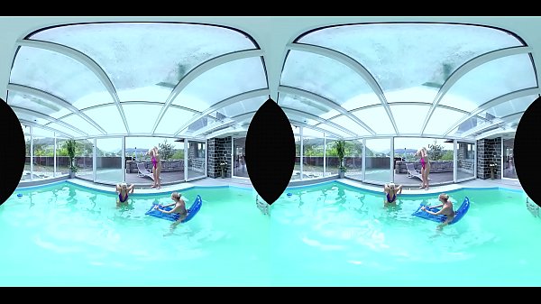 Quad Scene With Huge Boobs And A Pool