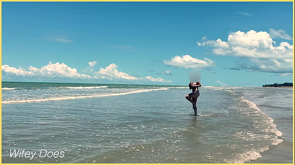 Spouse Playing Unclothed Football Public Clothed Beach
