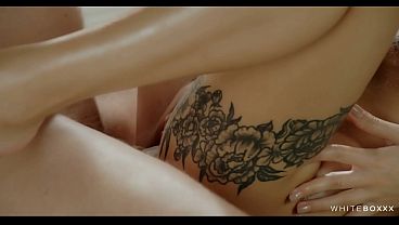 Inked Chestnut-haired With Giant Naturals Gets Greased Up And Drilled Powerful On The Table