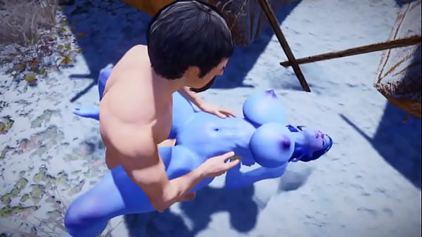 Alluring Blue Bimbo Elf Likes Enormous Dicks