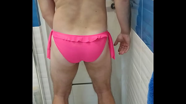 Boy Wearing Tempting Pink Swimsuit