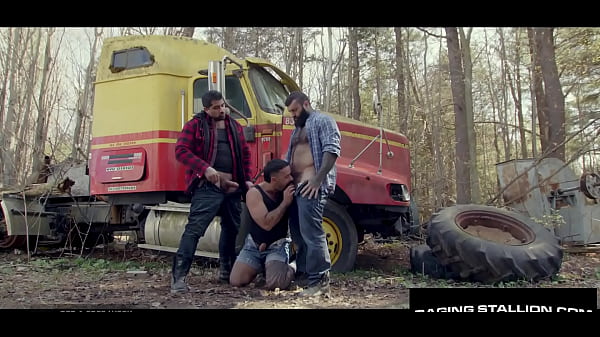 Burly Truckers Bring Muscle To His Knees - Teddy Torres, Markus Kage, Ryan Bangs - RagingStallion