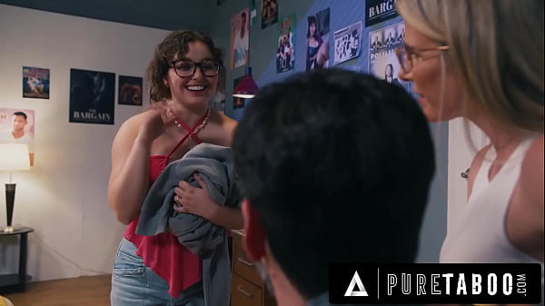 PURE PROHIBITED Cunning Cory Chase Blocks Stepson At Door While Husband Fucks His Inexperienced GIRLFRIEND Leana Lovings