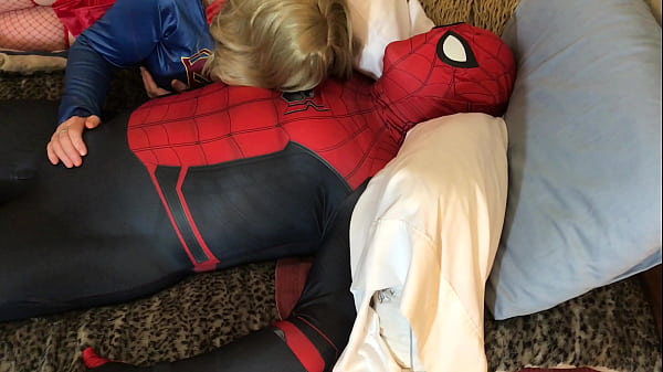 Granny Supergirl Worships Spiderman’s Throbbing Shaft!