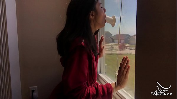 ALL BY HERSELF HOT DESI TRAMP BLOWS AND HAMMERS DILDO ON WINDOW