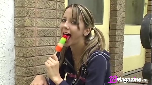 Petite Titty Andi Pink Tongues Popsicle & Shows Cunt!