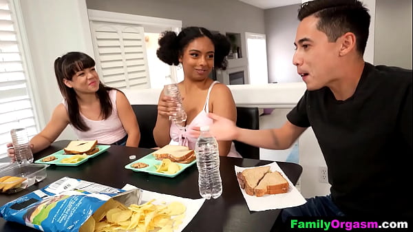FamilyOrgasm - Young-babe Siblings Polishing Their Stepbrother's Dick