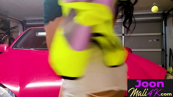 Busty Rack Asian Teen Worker Joon Mali Plowed Herself After Posing In The Car Garage