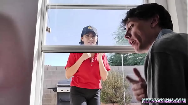 Two Needy Teens Ordered Some Pizza And Smashed This Hot Asian Delivery Hottie.