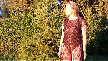 Grandma Is Wearing A Sheer Bodysuit Outside.