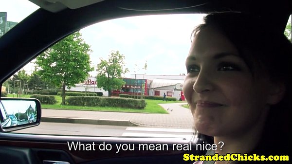 Hitchhiking Raven-haired Shows Her Knockers