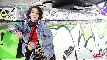 GERMAN SCOUT - Crazy Backdoor And Tongue Play Casting Fuck With French Petite Tattoo Model Lena Fire