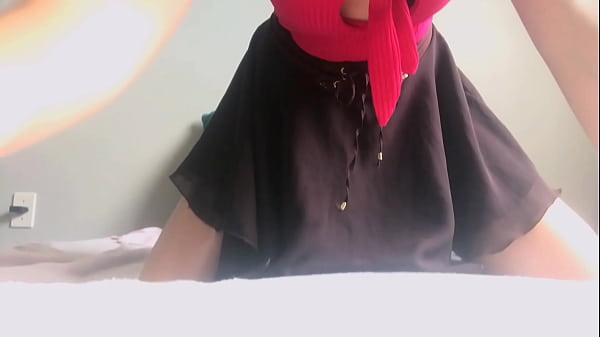 Just A Lovely Hottie Wearing Her Fav Skirt For Teasing You While Grinding Pillow