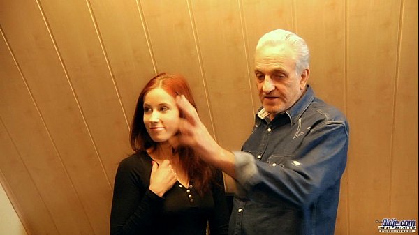 Redhead Trashy Chick Rewards Generous Grandpa With Hammer