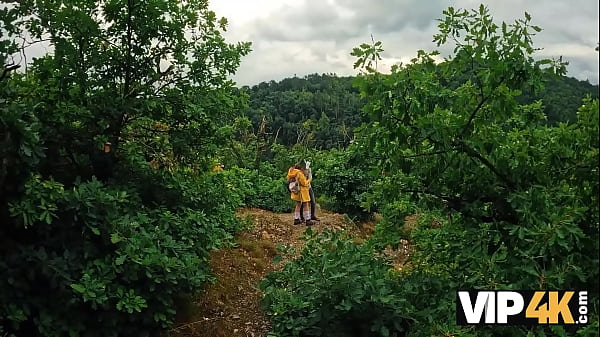VIP4K. Crazy Girl Hiker Bangs In The Forest