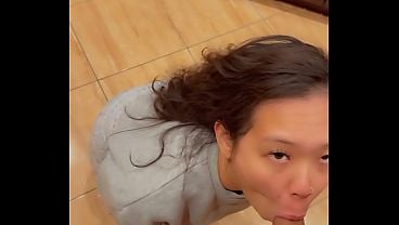 Hot Asian Eats Huge Dick For Post Workout Snack BLOWJOB MONEY SHOT IN LIPS