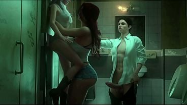 APOCALUST Fucking Two Tramps In A Public Bathhouse With My Stepmother Watching Through The Window