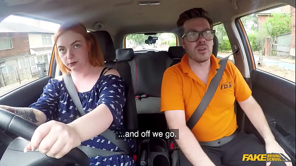 BUSTY Ginger Bouncing A Huge Cock In A Car And Let's Him Load In Her Lips - Fake Driving School