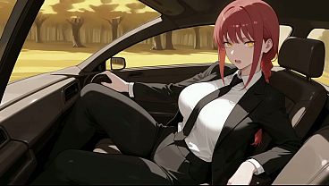Makima Smashes In The Car On Her Way To Massage! Chainsaw Bloke Uncensored Hentai AI-generated