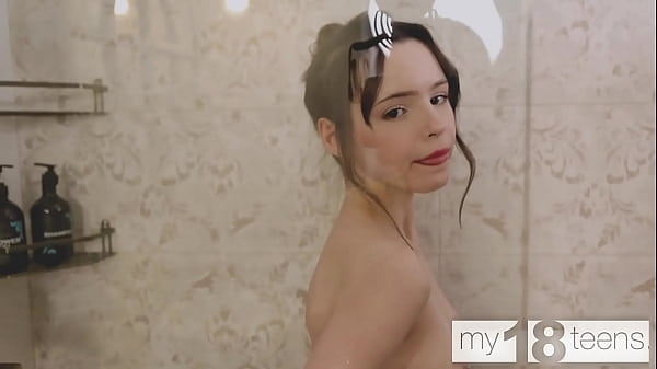 MY18TEENS - Small Babe With An Impeccable Petite Form Playful Tease Her Snatch In The Shower