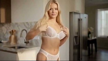 Smoking Fair-haired Walking In White Lingerie Exposes Boobs & Rump - Shower Bj & Spunk On Face AI Generated