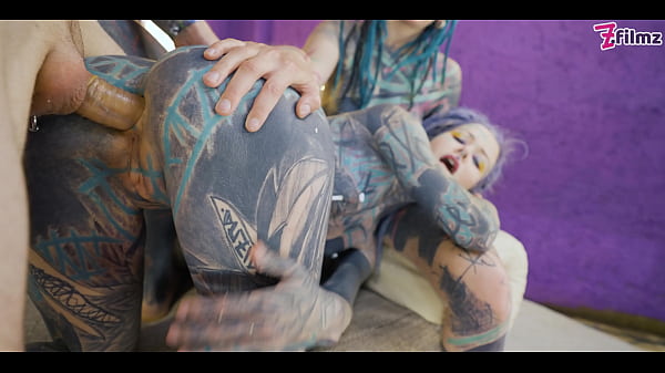 FFM TATTOO Trio With Two Alternative COEDS, ASS PLAY Group Sex, ATM, Gapes, Oral, Intense Rough Fun (goth, Punk, Alt Porn) ZF043