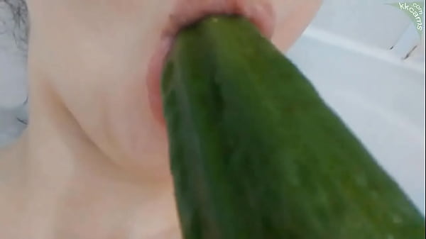 Gobbling A Big Cucumber Steamy Amateur Cucumber Cam Real