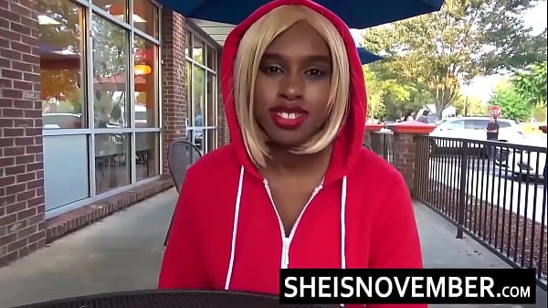 I'm Rewarding My Boy Friend With A Load Drippy Bj, After Taking Me Out To Lunch And Revealing My Natural Breasts And Bud In Public, Tempting Black Tramp Sheisnovember Milking A