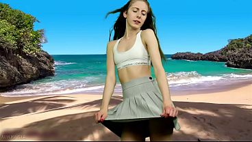 She's Dancing On The Beach Without Panties