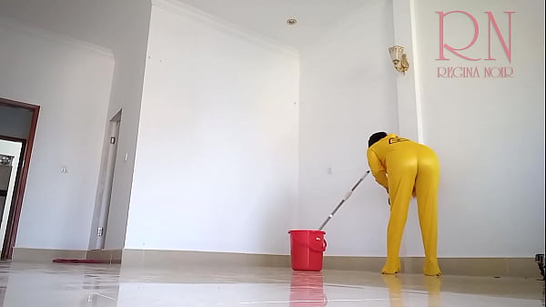 Exposed Maid Cleans Office Space. Cleaner Without Panties. Hall Full