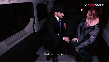 Ponytail Ginger Goes Topless In A Moving Van Then Downs His Member