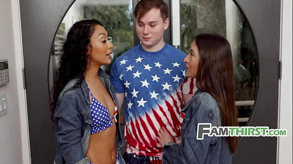 A Patriotic Group Project With Stepsisters- Amber Summer, Sarah Lace - FamThirst