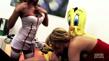 With His Huge Dick Out In The Open The Platinum Caretaker And Cougar Eagerly Get Into A Threesome