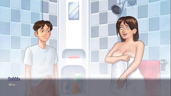 Summertime Saga - Tempting Busty Stepmother Gets Kinky In The Bathroom With A Large White Prick