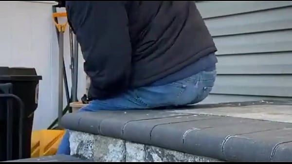 Lap Grinding Massage Testicles With Pelvis And Thighs On Steps In Jeans