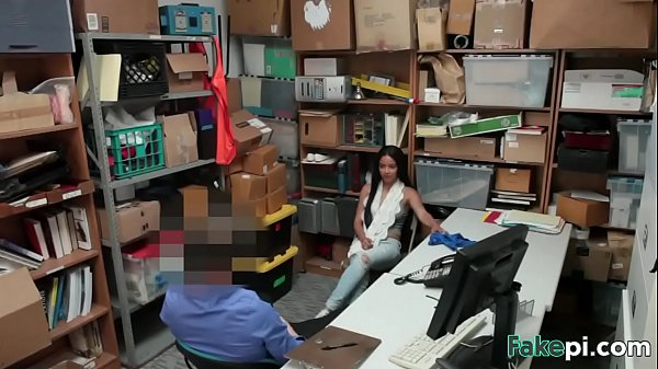 Raven-haired And Fair-haired Cutie Thieves Getting Fucked By A Security Guy In His Office