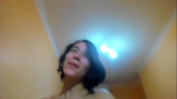 Cute Dark-haired In White Bra: Knockers Bounce, Press, Grip, Lick, Buds Pull, Titillating Walking