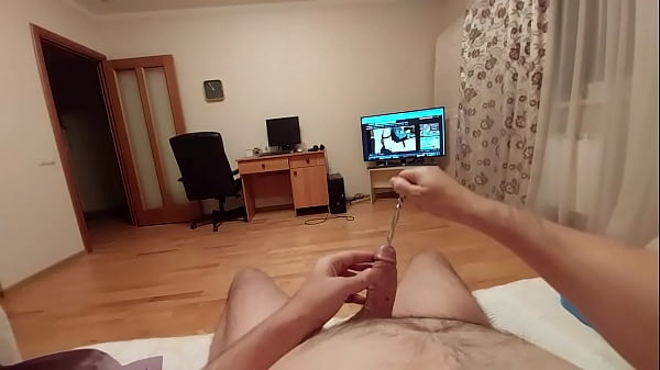 Tiny Penis Plug Is Fully Inside Pushed By The Other Cock Sounding Rod