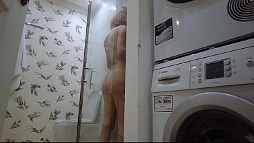 Rina Ray Aspiring Candid Copper-haired Model Spy View Shower Clip