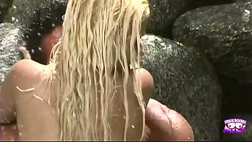 Bootylicious Light-haired Has A Torrid Hammerring By The Pool And Gets Cum Splashed Face.