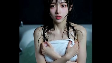 Dainty Compact Japanese Hottie In Tub Offerring Oral - AI