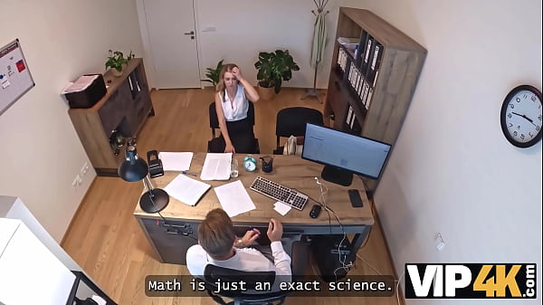 VIP4K. Nubile Light-haired Is Having A Heated Intimacy With Office Clerk At His Desk