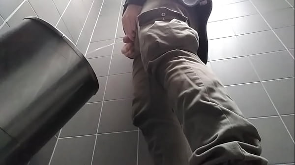 Young Fella With Uncut Dick Peeing In A Public Urinal. He Then Presents And Trembles His Prick.