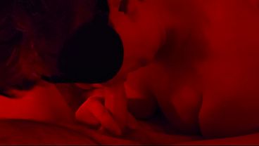 Red Smoking Homemade Mouth Work - Close Up - Red Light Video #29