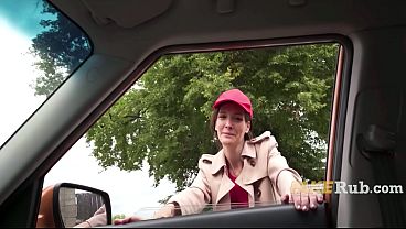 This Brunette Barista Skank Earned Her Tip On Her Knees