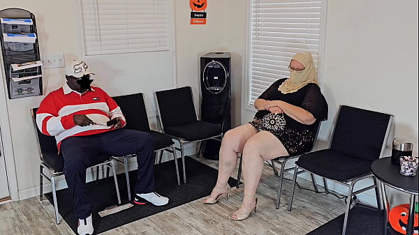 Fat Behind White Doll Gets Her Fat Snatch Worked In Clinic Waiting Room - Huge Booty White Girl Face Sitting Black Fella - Hijab - Black Dick Bust A Nut