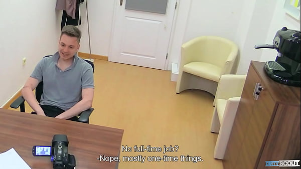 In The Interview He Drops His Clothes On The Floor And Catches Him With His Big Boner - BigStr